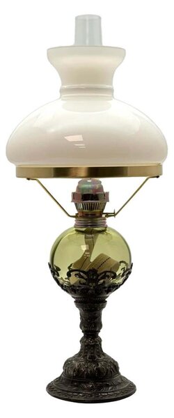 Petrolejová lampa DRAHOMÍRA 50 cm lesní zelená zdobená cínem