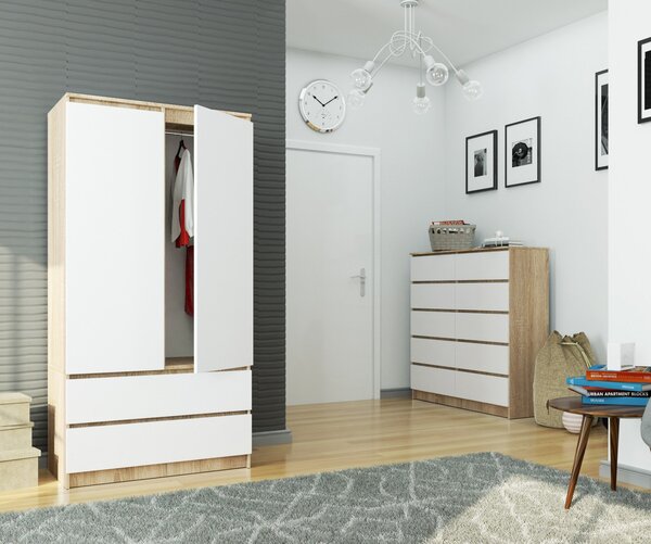 Šatní skříň s otočnými dveřmi 90cm sonoma / bílá