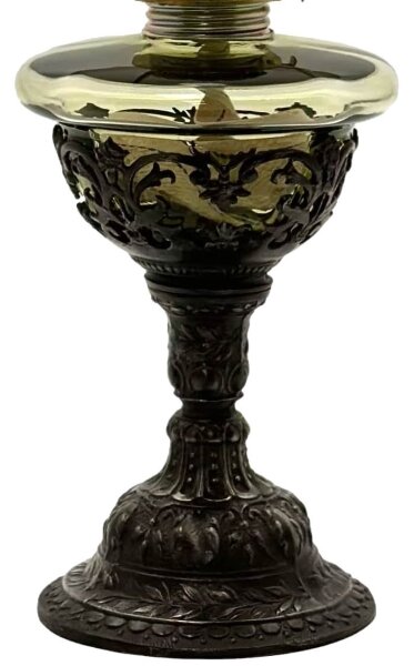 Petrolejová lampa RŮŽENA 50 cm lesní zelená zdobená cínem