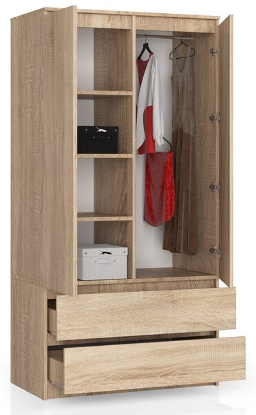 Šatní skříň s otočnými dveřmi 90cm sonoma