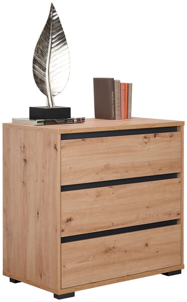 KOMODA, antracitová, barvy dubu, 80/79/48 cm Carryhome - Široké komody
