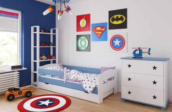 BabyBeds Dětská postel ADAS Velikost postele: 160x80 cm, Barevné provedení: Modrá, Úložný prostor: Ano, s úložným prostorem