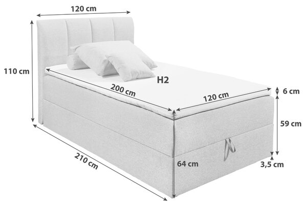 POSTEL BOXSPRING, 120/200 cm, šedá MID.YOU - Jednolůžkové postele, Online Only