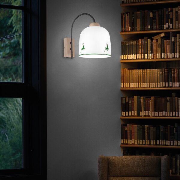 Kolarz A1352.61.G.100-Nástěnná lampa NONNA 1xE27/60W/230V jeleni dub/bílá/zelená