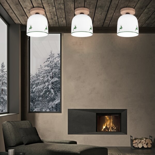KolarzA1352.11.G.100-Přisazený lustr NONNA 1xE27/60W/230V jeleni dub/bílá/zelená