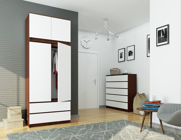 HezkýNábytek.cz Šatní skříň Sagan (wenge + bílá). 1069554