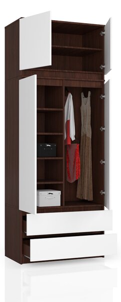 HezkýNábytek.cz Šatní skříň Sagan (wenge + bílá). 1069554