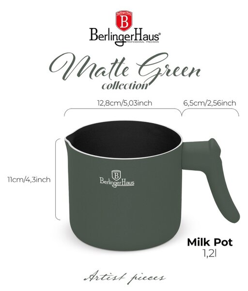 Mlékovar s titanovým povrchem 1,2 litru Matte Green Collection