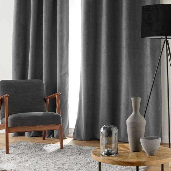 Antracitový sametový závěs 140x260 cm Olympe – douceur d'intérieur