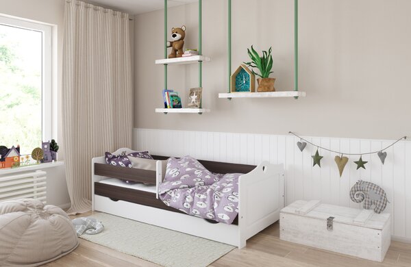 BabyBeds Dětská postel EMMA srdíčka Velikost postele: 180x80 cm, Barevné provedení: Ořech, Úložný prostor: Ano, s úložným prostorem