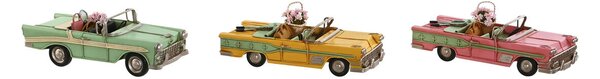 Dekorativní postava Home ESPRIT Automobil Žlutý Růžový Vintage 26 x 11 x 9 cm (3 kusů)