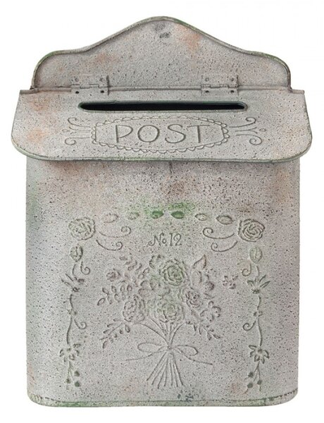 Šedá vintage poštovní schránka – 26x10x35 cm
