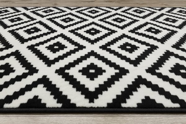 Weltom Běhoun BCF MORAD romby krémový černý Šíře: 70 cm