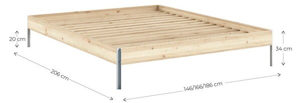 Dvoulůžková postel z borovicového dřeva bez čela s roštem 180x200 cm v přírodní barvě Core – Karup Design