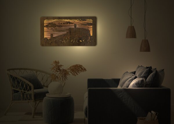 "Bezděz" světelný obraz 230V 100x50cm provedení povrchu: dub
