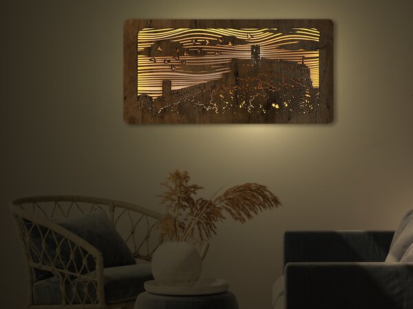 "Bezděz" světelný obraz 230V 100x50cm provedení povrchu: dub