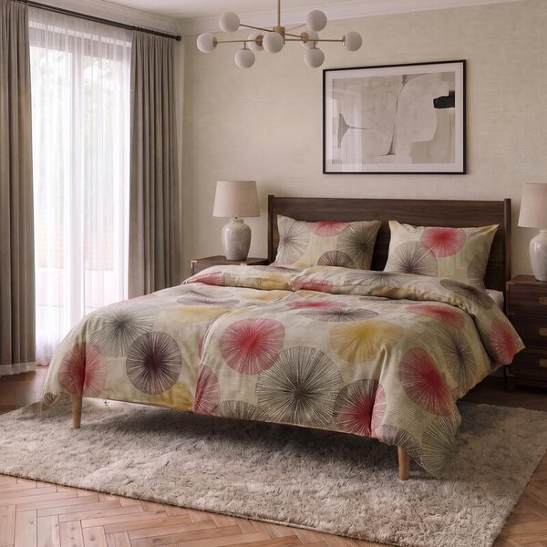 Povlečení KLASIK DESIGN vertu béžovovínovožlutá 140 x 200/70 x 90 cm