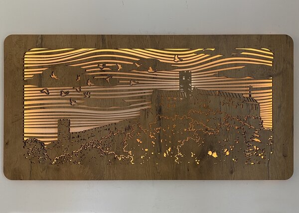 "Bezděz" světelný obraz 230V 100x50cm provedení povrchu: dub