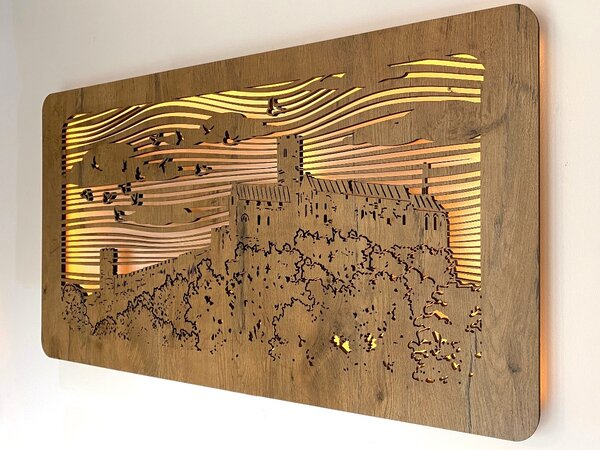 "Bezděz" světelný obraz 230V 100x50cm provedení povrchu: dub