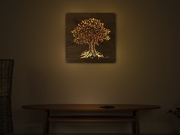 "Dub" světelný obraz 230V62x62cm provedení povrchu: dub