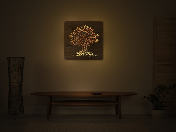 "Dub" světelný obraz 230V62x62cm provedení povrchu: dub