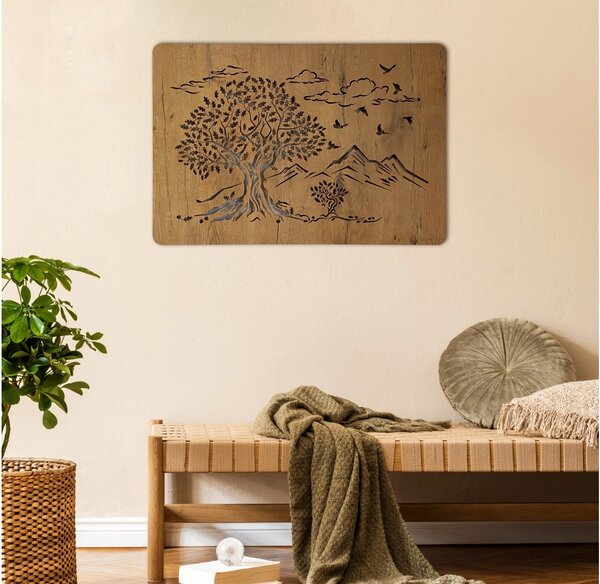 "Dva duby" světelný obraz s baterií 90x62cm varianta ovládání: manuál/pohybové čidlo, provedení povrchu: bříza