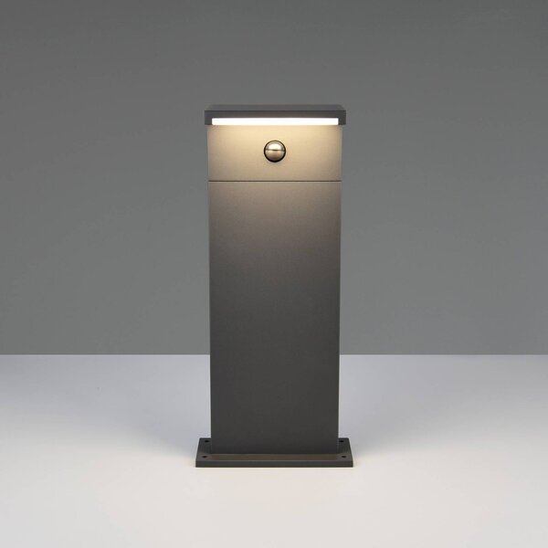 Trio Lighting LED lampa s podstavcem Ravi, antracitová, výška 50 cm, senzor, IP54, Černá, Hliník, Moderní