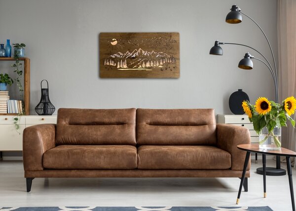 "Hory" světelný obraz 230V 80x45cm provedení povrchu: dub světlý