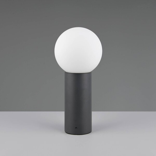 Trio Lighting Stojanová lampa Mures, antracitová, výška 40 cm, kov, stmívatelný, Černá, Hliník, Moderní