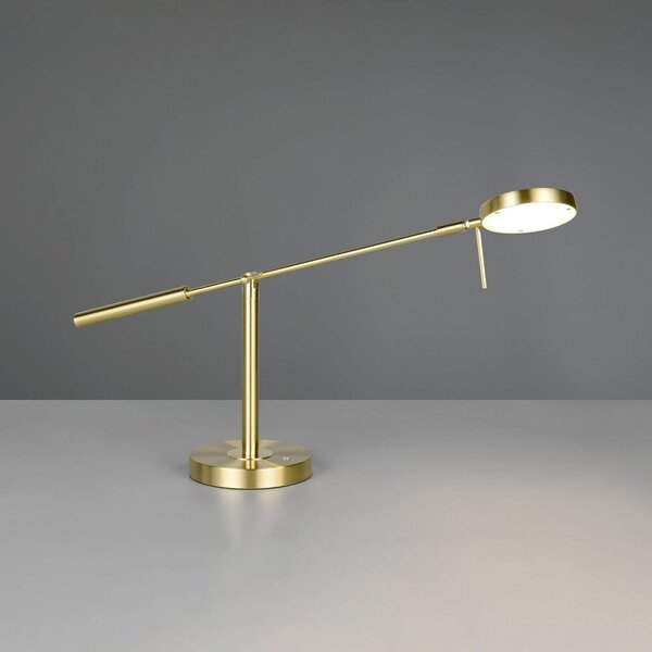Trio Lighting LED stolní lampa Monza, mosazná barva, výška 52 cm, kov, stmívatelný, Mosaz / zlato, Pracovna / kancelář, kov, Moderní