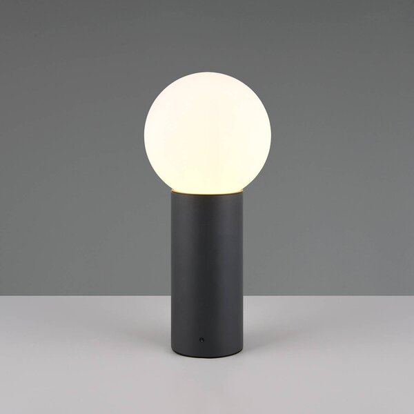Trio Lighting Stojanová lampa Mures, antracitová, výška 40 cm, kov, stmívatelný, Černá, Hliník, Moderní