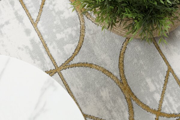Makro Abra Kusový koberec EMERALD 1010 Luxusní kruhy krémový zlatý Rozměr: 80x150 cm