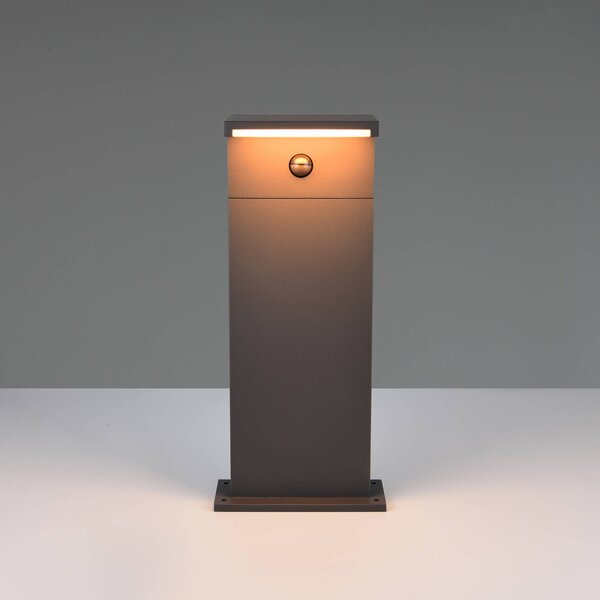 Trio Lighting LED lampa s podstavcem Ravi, antracitová, výška 50 cm, senzor, IP54, Černá, Hliník, Moderní