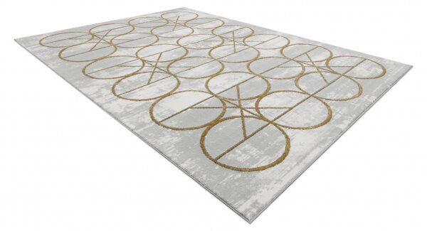 Makro Abra Kusový koberec EMERALD 1010 Luxusní kruhy krémový zlatý Rozměr: 80x150 cm
