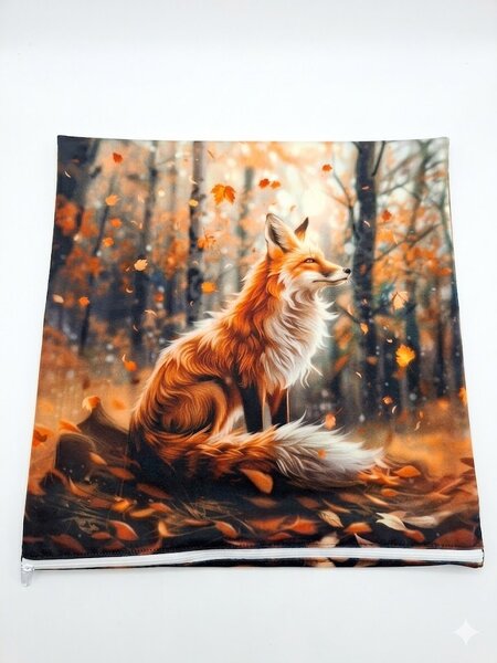 Luxusní velurový povlak na polštář Podzimní liška – 40x40 cm