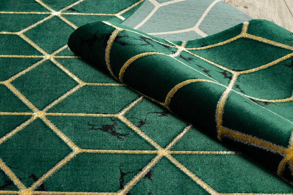 Makro Abra Kusový koberec EMERALD 1014 Luxusní geometrický 3D zelený zlatý Rozměr: 120x170 cm