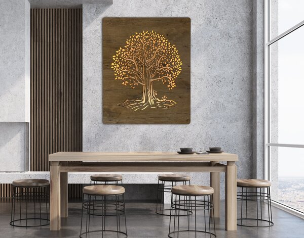 "Lípa" světelný obraz 230V 90x110cm provedení povrchu: dub světlý