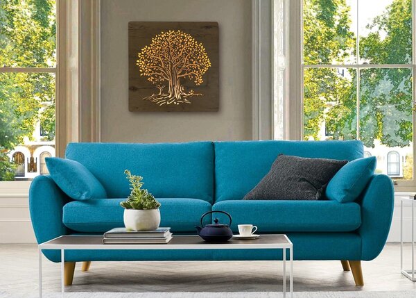 "Lípa" světelný obraz 230V 62x62cm provedení povrchu: dub světlý