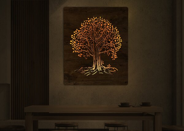 "Lípa" světelný obraz 230V 90x110cm provedení povrchu: dub světlý