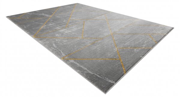 Makro Abra Kusový koberec EMERALD 1012 Luxusní geometrický šedý zlatý Rozměr: 80x150 cm