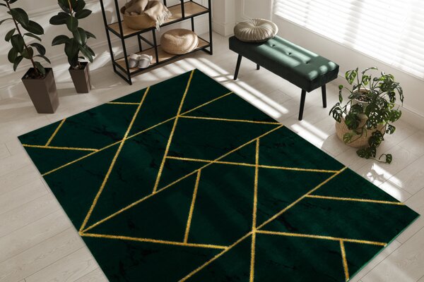 Makro Abra Kusový koberec EMERALD 1012 Luxusní geometrický zelený zlatý Rozměr: 160x220 cm