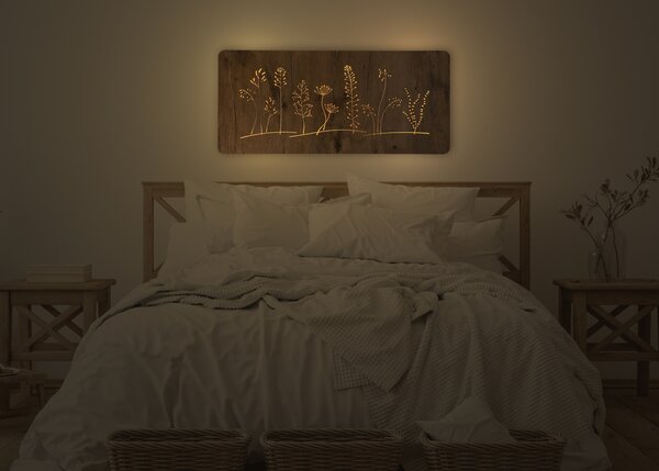"Louka" světelný obraz 230V 90x40cm provedení povrchu: dub