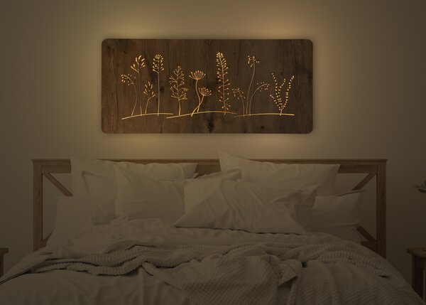 "Louka" světelný obraz 230V 90x40cm provedení povrchu: dub