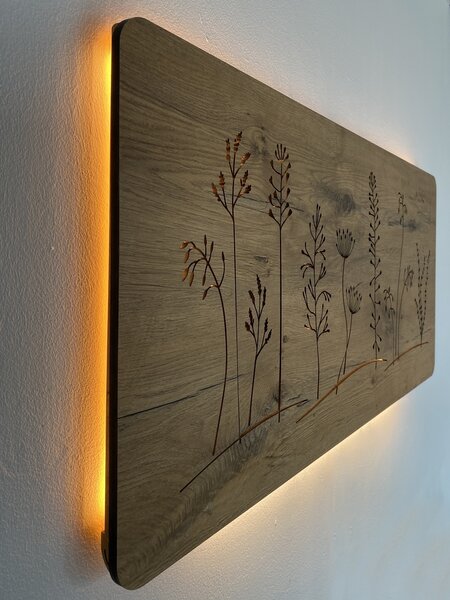 "Louka" světelný obraz 230V 90x40cm provedení povrchu: dub