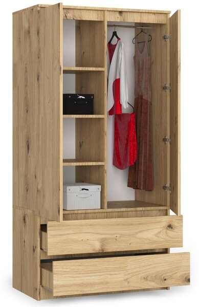 Šatní skříň s otočnými dveřmi 90cm dub artisan