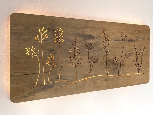 "Louka" světelný obraz 230V 90x40cm provedení povrchu: dub