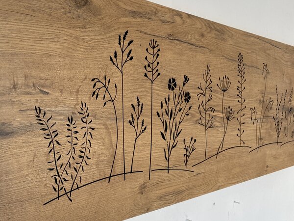 "Louka dlouhá" světelný obraz 230V 120x40cm provedení povrchu: dub světlý
