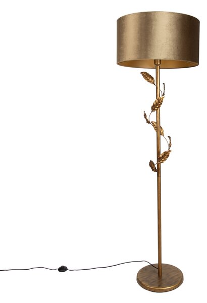 Stojací lampa zlatá s bronzovým stínidlem a zlatým vnitřkem 50 cm - Linden