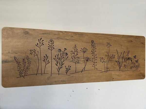 "Louka dlouhá" světelný obraz 230V 120x40cm provedení povrchu: dub světlý