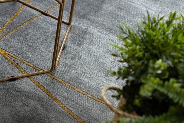 Makro Abra Kusový koberec EMERALD 1022 Luxusní moderní geometrický šedý zlatý Rozměr: 80x150 cm